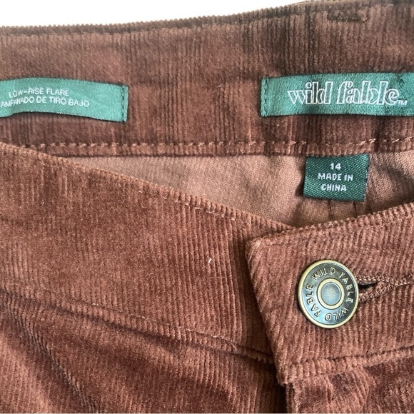 Vintage Corduroy LOW RISE FLARE LEG Pants Size 14 Brown Grunge Hippie Gorpcore - Picture 3 of 10